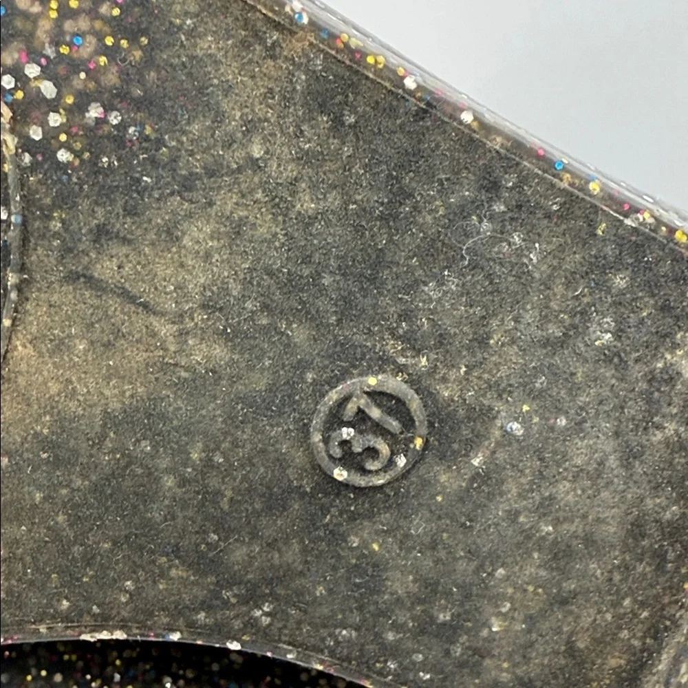 Report Glittery Multi Colored, Gold Fleck, Black Chelsea Rain Boots Size 37|6.5